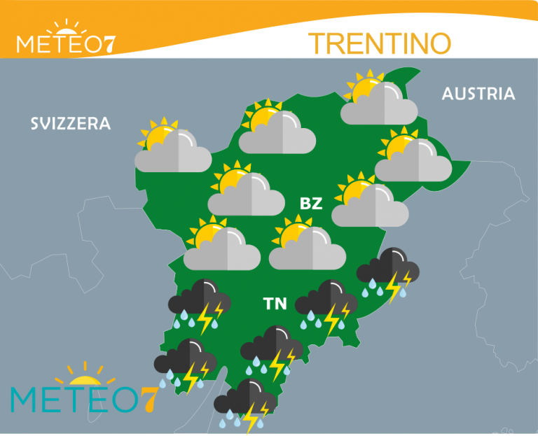 METEO Trentino: Più FRESCO E TEMPORALI Sparsi, Maltempo Lunedì - Meteo7