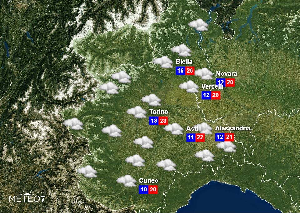 Previsioni meteo Piemonte per il 28 Ottobre 2019