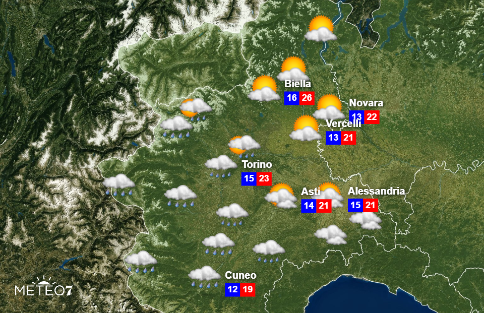 METEO Piemonte: ALLERTA METEO gialla, nuove PIOGGE intense per