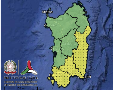 Allerta meteo Protezione Civile per la Sardegna